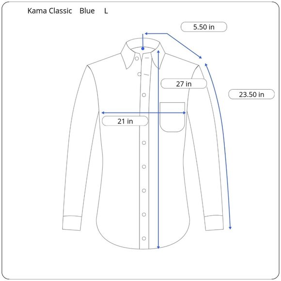 Kama Classics Men's Large Long Sleeve Light Blue Oxford Cotton Engineering Shirt - Picture 3 of 11